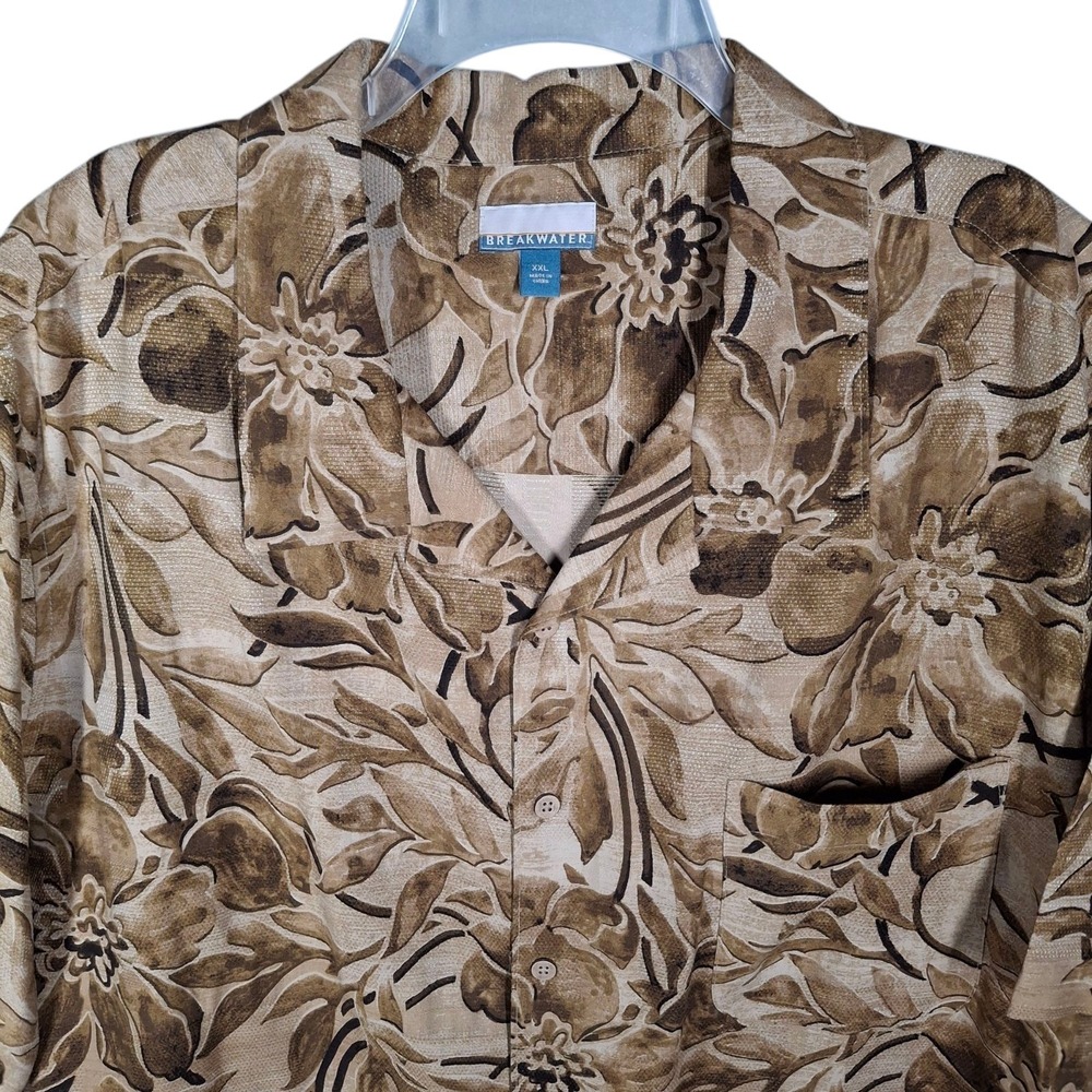 BreakWater Men's 2XL Hawaiian Button Front Short Sleeve Floral Camp Shirt Floral